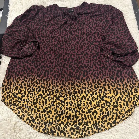 Torrid womens cheetah print ombre blouse 3 sheer sexy curvy - Picture 1 of 13